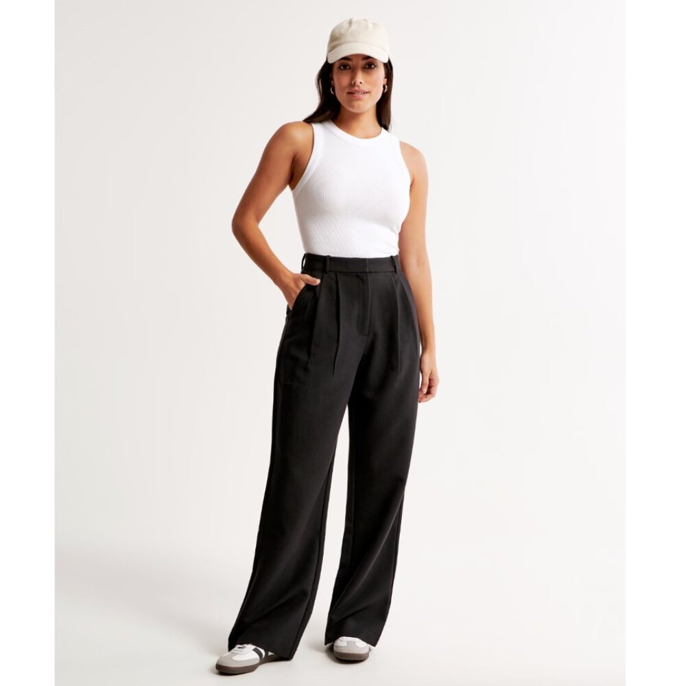 Curve Love A&F Sloane Tailored Wide Leg Pant